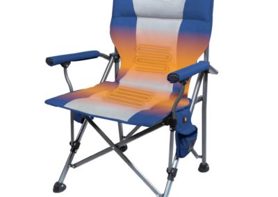 Blue camping chair with heat waves coming off of it