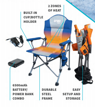 Heated camping chair with descriptions